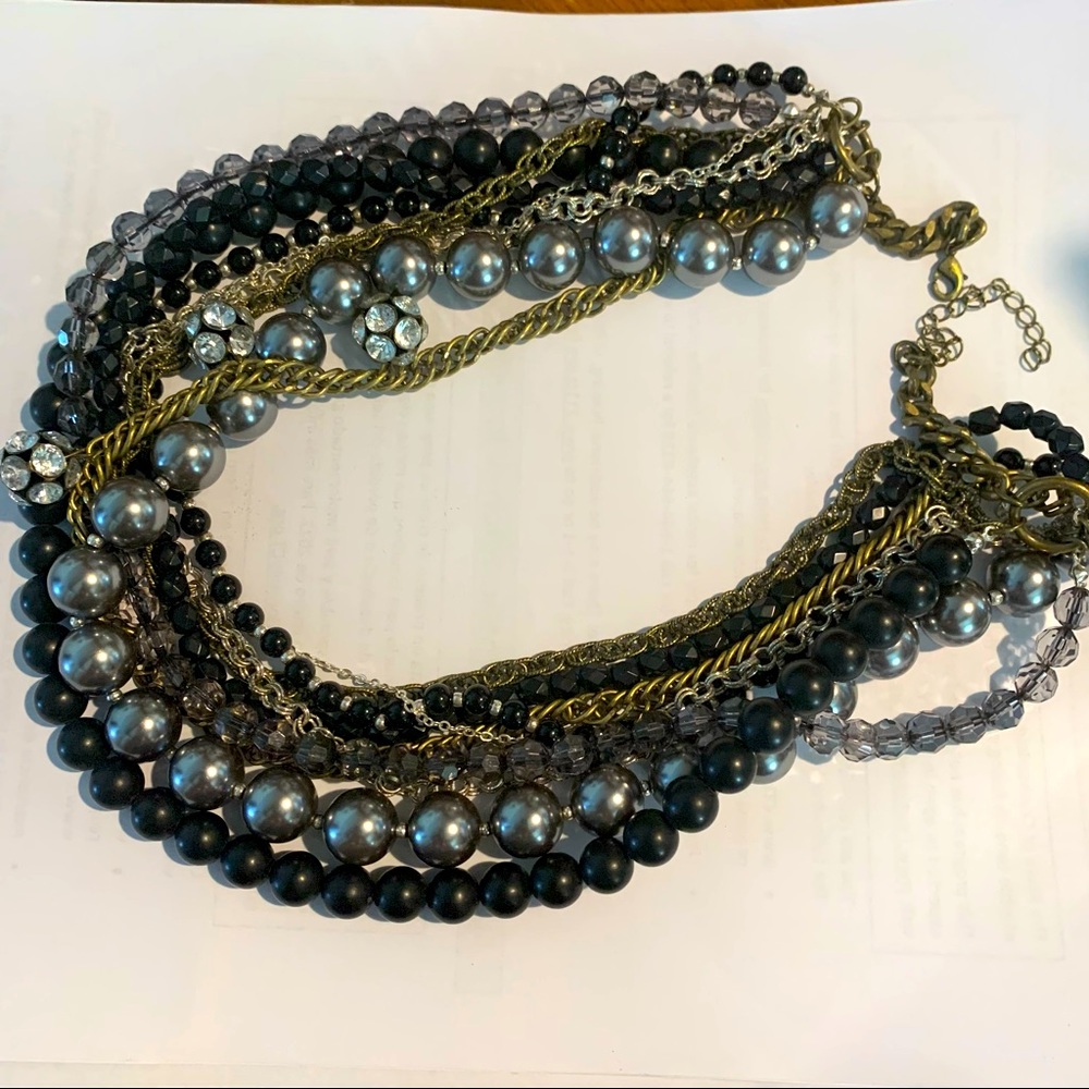 Multi-strand beaded necklace